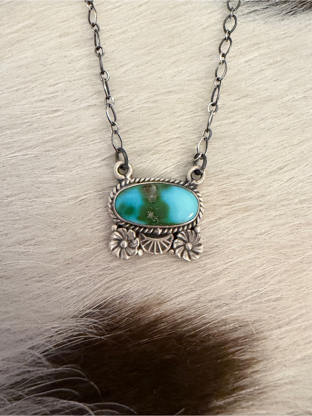 ❤️ Sonoran Mountain Turquoise Adjustable Decorative Necklace Pendant Sterling - Picture 3 of 17